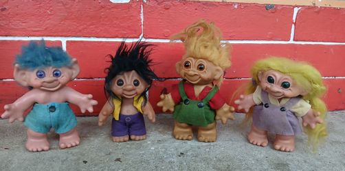 Vintage DAM Troll Dolls Penny Banks *40.00 Each* Made in Denmark Wool Hair Felt Clothes