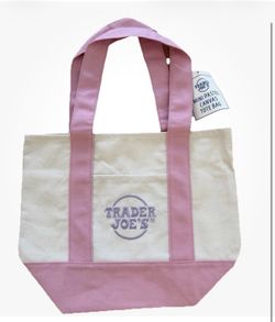 Trader Joe's Pastel Mini Canvas Tote Bag 2026 Limited Edition NWT Pink In Hand