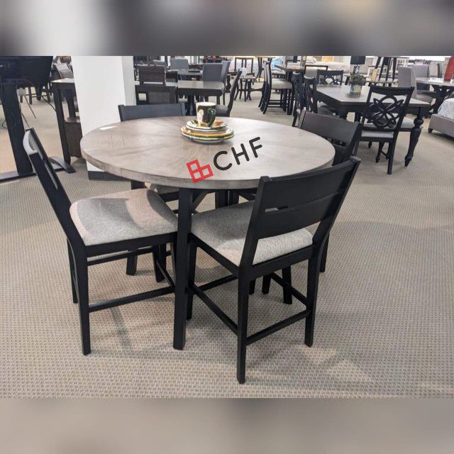 Round counter height dining table set with 4 chairs 