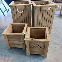 Handcrafted Outdoor Wood Planters (Set Of 2)