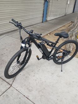 Qlife Electric Bike for Adults - Full Suspension 21-Speed Mountain Lightweight Ebike with Peak 1000W 25MPH Brushless Motor, 48V 7.8Ah Black