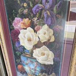 Bettie Hebert Felder ‘Thru God’s Grace’ Flower Vase Art In Picture Frame
