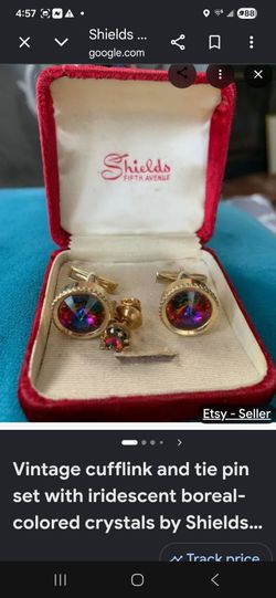 Vintage Shields cufflinks and matching tiepin