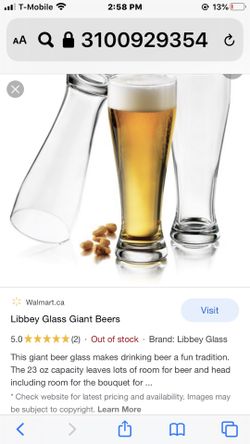 Libbey 6 Giant Beer. Pilsner 22.5 Oz