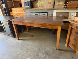 Vintage Wood Writing Desk with Drawers