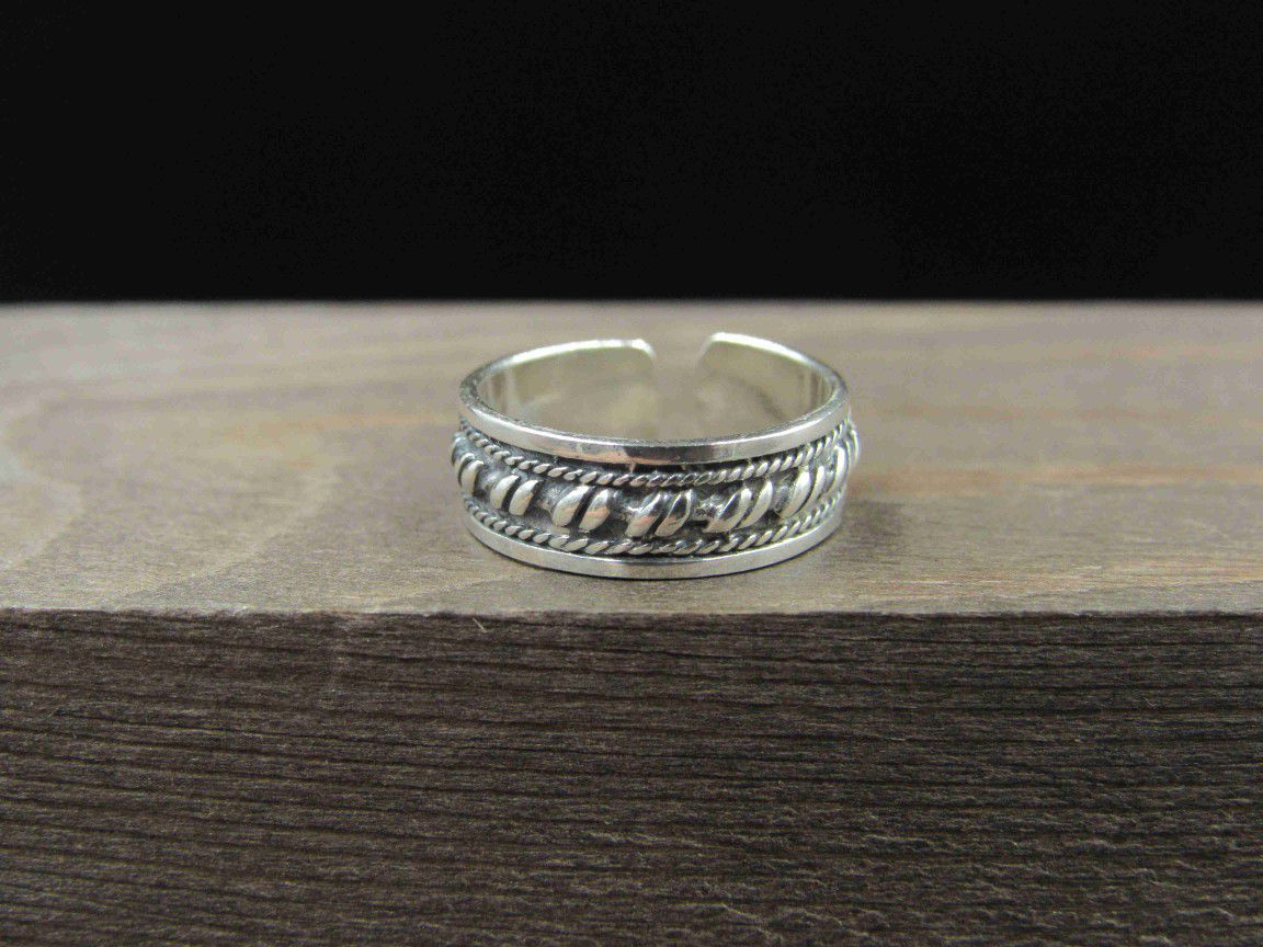 Size 2.5 Sterling Silver Braid Design Toe Band Ring Vintage Statement Engagement Wedding Promise Anniversary Bridal Cocktail Friendship