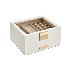 2-Layer Jewelry Box with Glass Lid, 1 Drawer