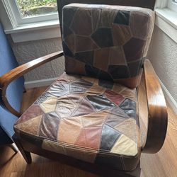 Leather/Wood Club Chair
