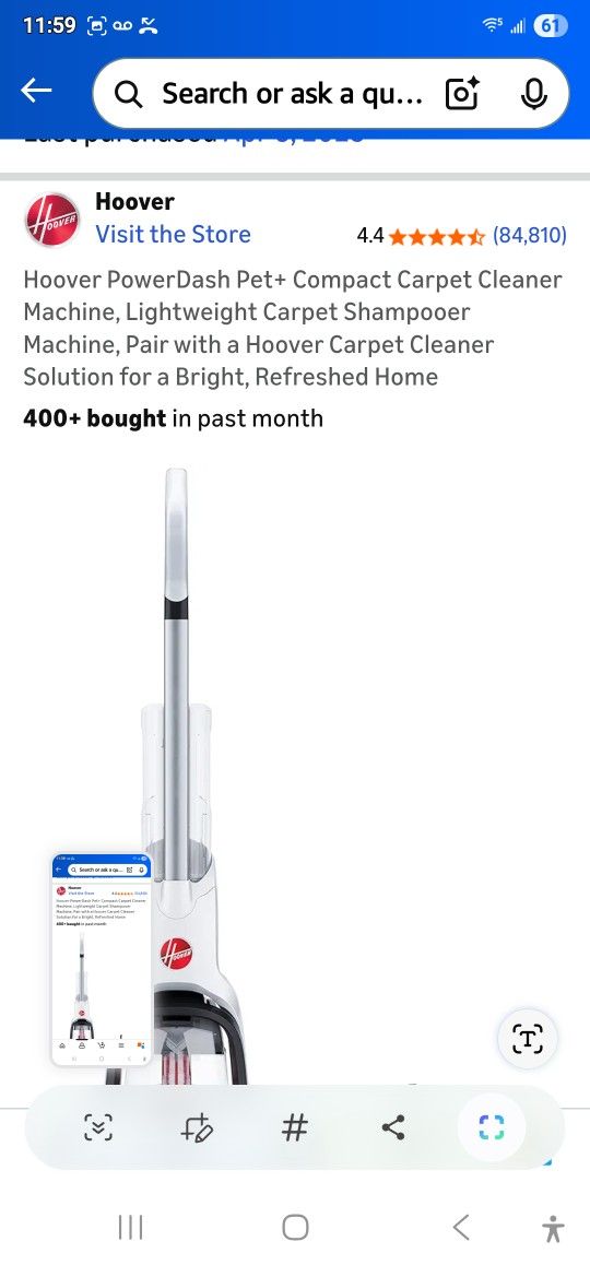 Hoover PowerDash Pet+ Compact Carpet Cleaner Machine, Lightweight Carpet Shampooer