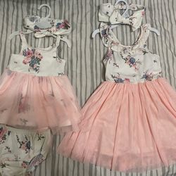Girls Spring Dresses Sister Set
