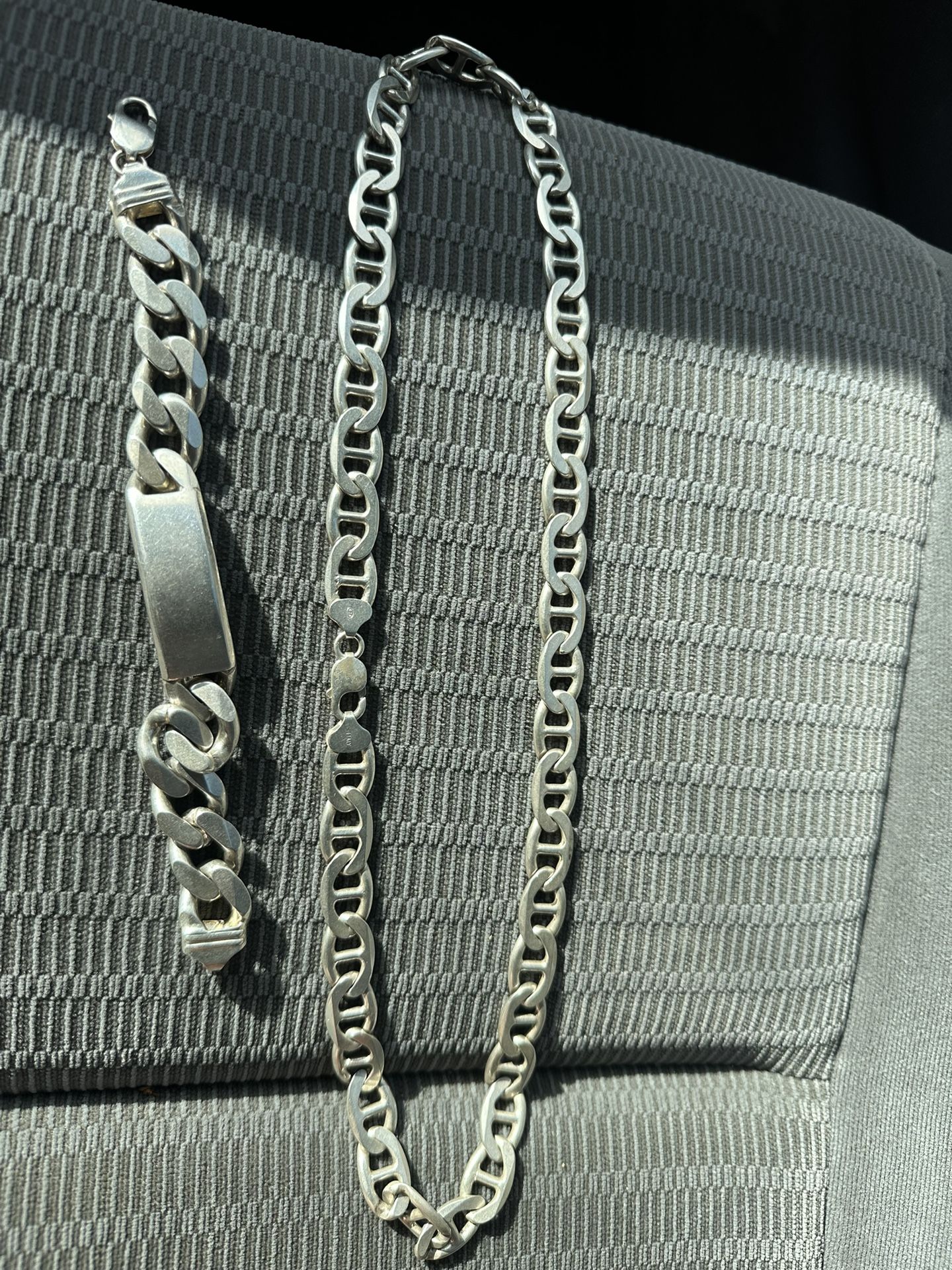 Chain And Brasalet Silver 925 Italy