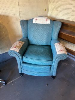 FREE Vintage Teal Wingback Armchair on Casters