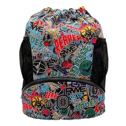 Sticker Bomb Print Drawstring Backpack