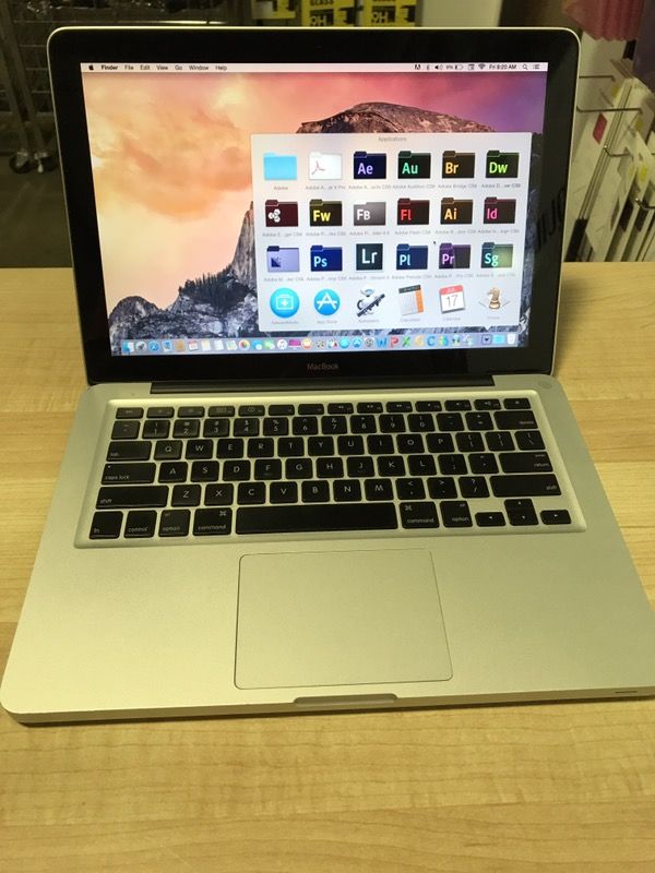 Apple Macbook 13" 2008-2009 aluminum 2.0ghz core 2 duo Mac OS 10.11 El Capitan 4gb ram 320Gb storage Loaded with full adobe mater collection cs6