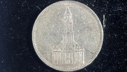 Deutsches Reich 5 Reichsmark Silver Coin 1934 G Eagle Cathedral