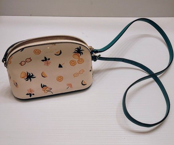 Kate Spade New Kali Pineapple Small Leather Dome Crossbody POOL PARTY TOSS Exact Like New