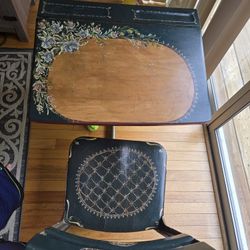 Hand painted vintage school desk