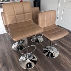 Leather Rotating Bar Stools 