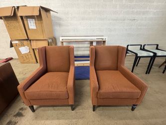 2 Terra Cotta Lounge Chairs with Black Leg Finish