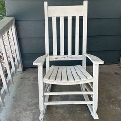 Outdoor White Wooden Rocking Chair