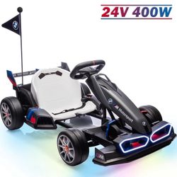   Licensed BMW Kids Electric Go Kart, 24V Battery Powered Drift Kart w/Adjustable Seat, Ride On Toy for Big Kids Ages 6+, 7.5MPH Racing Go C