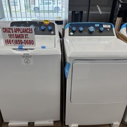 GE 4.5 cu. ft. Capacity Washer with Stainless Steel Basket, Cold Plus and Wash Boost​ & GE 7.2 cu. ft. Capacity Gas Dryer with Up To 120 ft. Venting 