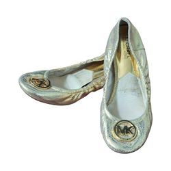 Michael Kors Fulton Python-Embossed ballet flats gold metallic, Size 9.5