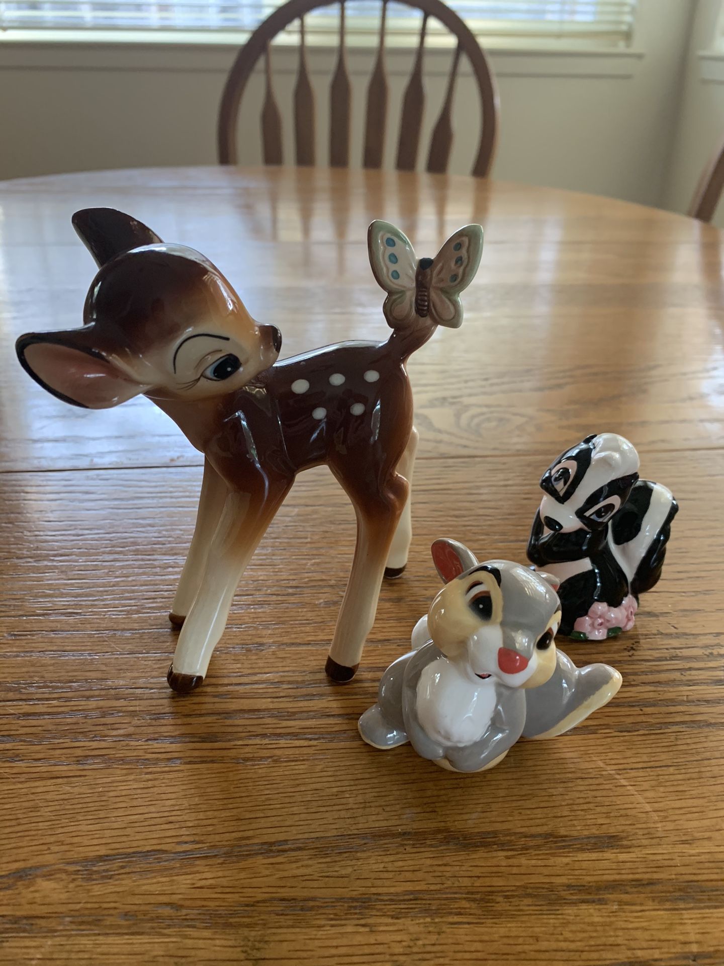 Vintage Disney Bambi, Thumper, and Flower ceramic figurines