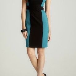 NWT Calvin Klein, Cap Sleeve, Sheath Dress, Green/Black, Sz 14