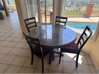 Round Wood Table with Chairs $100