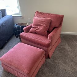 Pink armchair with ottoman. Pickup today, best offer!