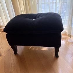 Black Velvet Ottoman With Crystal Decor 