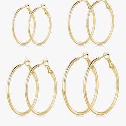 4/6 Pairs Gold Silver Hoop Earrings for Women 