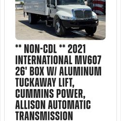 FOR SALE: NON-CDL 2021 INTERNATIONAL MV607 26' BOX TRUCK WITH MAXON LIFTGATE – RUST FREE