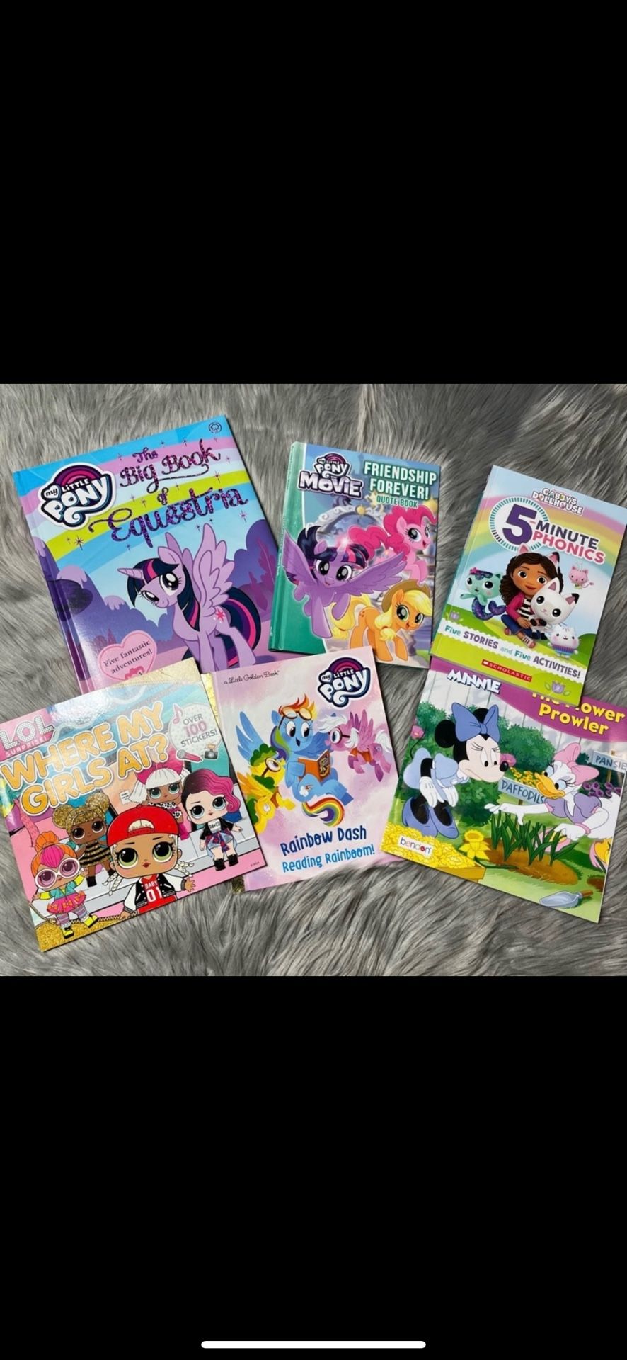 My little pony gabbys dollhouse lol surprise book bundle.