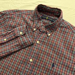 Ralph Lauren Men's Cotton Multicolor Plaid Long-Sleeve Shirt S