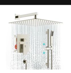 SR SUN RISE 12 Inch Square Shower System, Rain Shower Head and Slide Bar Hand...