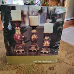 Three Christmas Candle Holders 