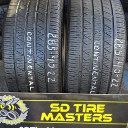2 USED TIRES 285/40R22 CONTINENTAL CROSS CONTACT LX w/80% Thread  Both Installed and Balanced $150 ($75 each) 