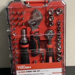 Hyper Tough 38-Piece Stubby Tool Set - Ratchet Screwdriver, Sockets & Bits NEW