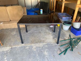 Black Glass Top Table — Modern Dining / Desk / Work Table