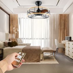 🌟 NEW 18” Modern Caged Ceiling Fan with LED Light & Remote 🌟