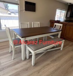 Dining table set with bench
