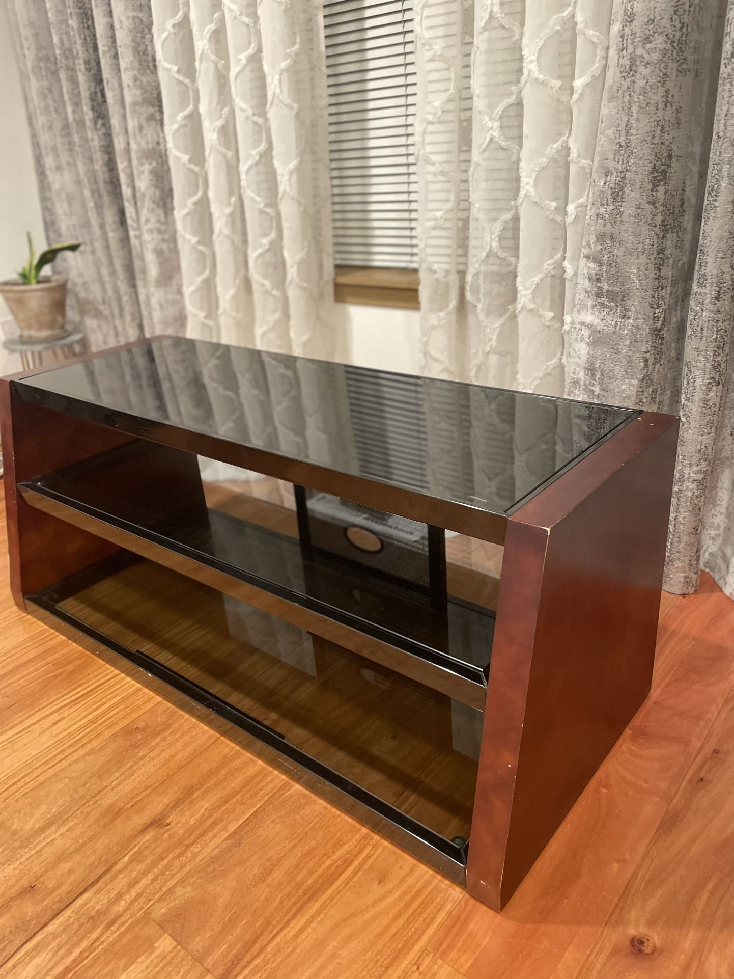 Beautiful Tv Stand Brown And Black Glass