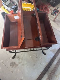 Vintage Ethan Allen Rustic Pine & Iron End Table / Dough Box