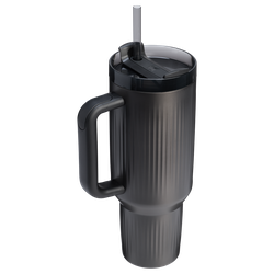 Stanley Adventure Quencher 40oz Stainless Fluted Tumbler Black Handle Lid Straw