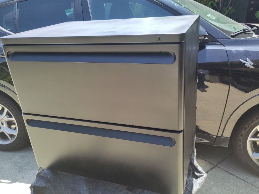 2-drawer Black Lateral File Cabinet Locking Usa Made Metal Delivery Possible
