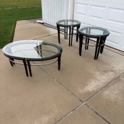 3 Glass Top Wood Side/Coffee Tables