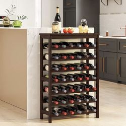 42-Bottle Wine Rack Free Standing Floor, 7-Tier Display Wine Storage Shelves