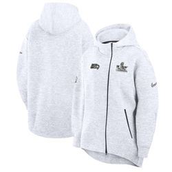 Women's Nike Heather Gray Seattle Seahawks Super Bowl LX Opening Night Tech Fleece Full-Zip Hoodie